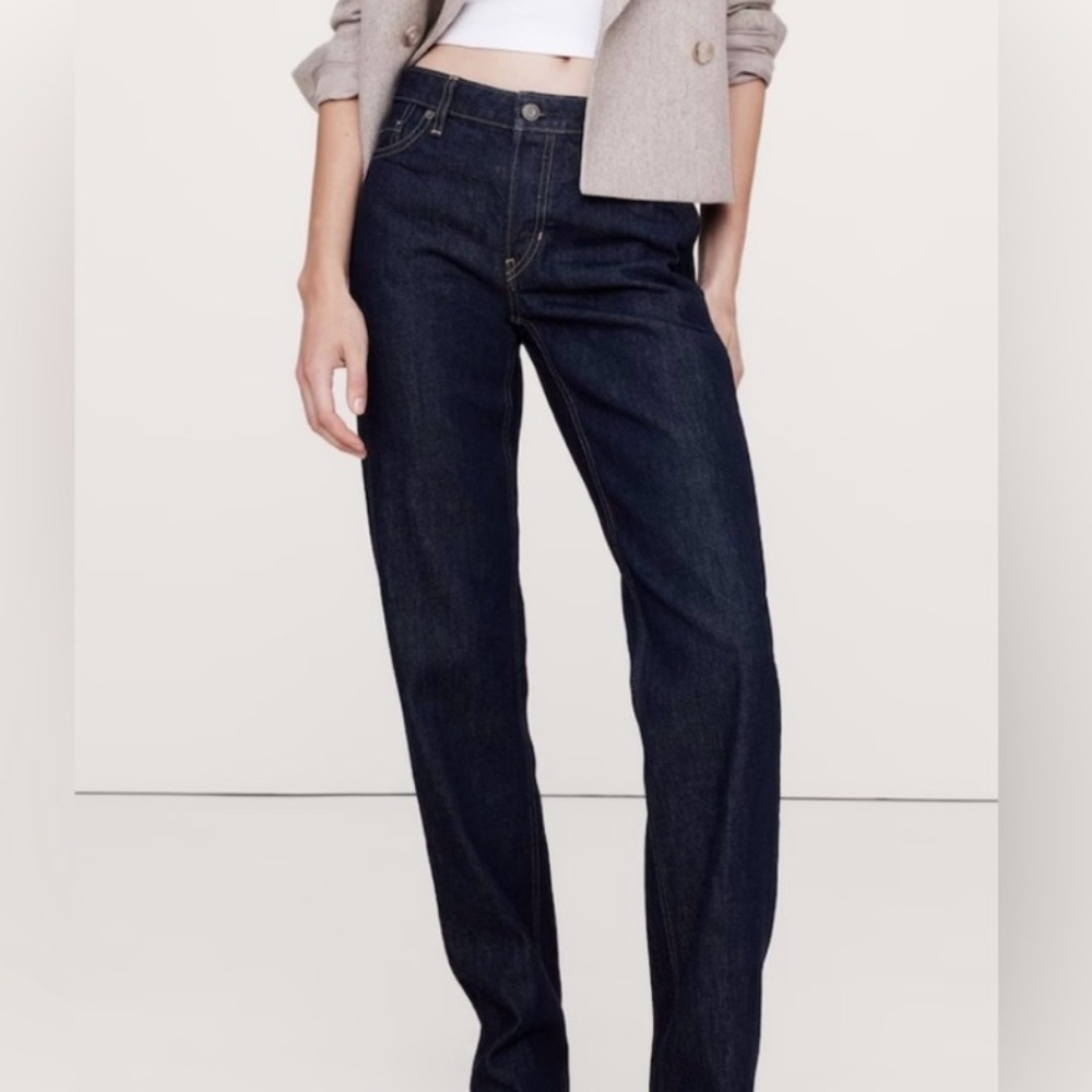 Banana Republic Women's Dark Rinse Low Rise Rigid Straight Jean Size 25 Regular